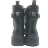 Valentino Roman Stud Combat Boots Black Leather Size 38.5