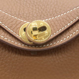 Hermes 2024 Mini Lindy 20 Bag Gold Brown Clemence Leather Gold Hardware