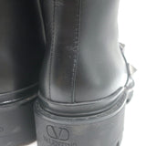 Valentino Roman Stud Combat Boots Black Leather Size 38.5
