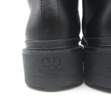 Valentino Roman Stud Combat Boots Black Leather Size 38.5