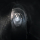 Valentino Roman Stud Combat Boots Black Leather Size 38.5