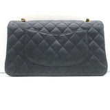 Chanel Medium Double Flap Bag Black Quilted Caviar Leather Chain Strap Crossbody
