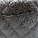 Chanel Medium Double Flap Bag Black Quilted Caviar Leather Chain Strap Crossbody