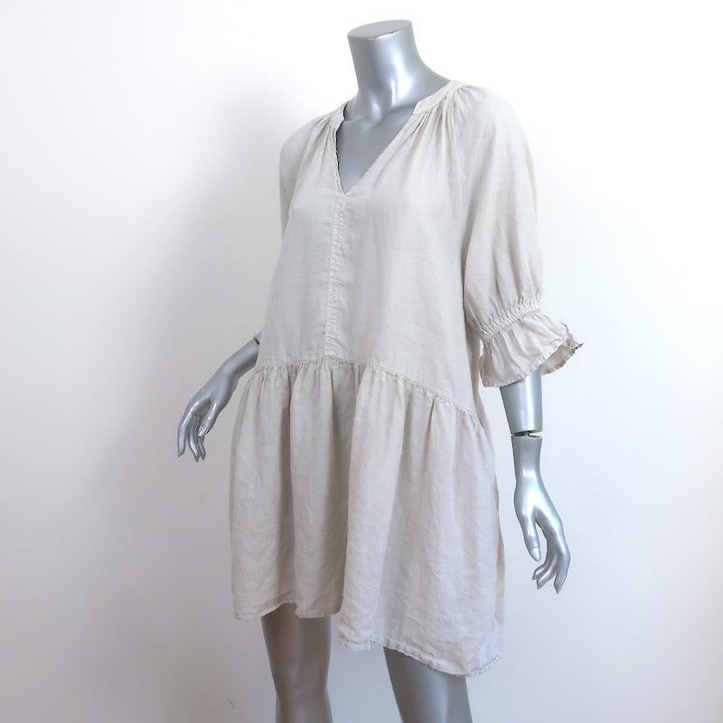 Velvet by Graham &amp; Spencer Ruffle Mini Dress Bria Stone Linen Size Extra Small