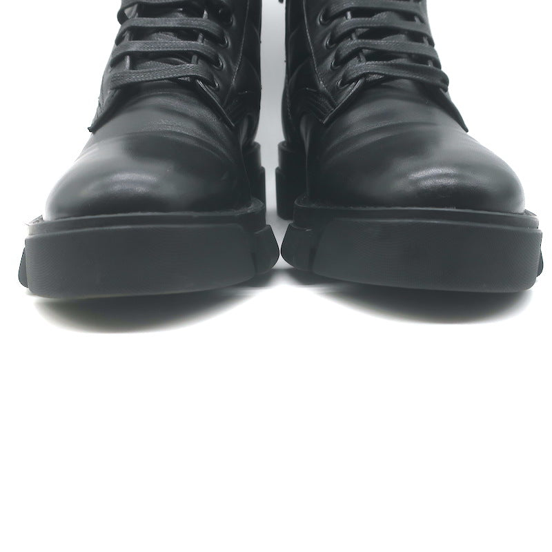 Givenchy Terra 4G Lace-Up Combat Boots Black Quilted Leather Size 37