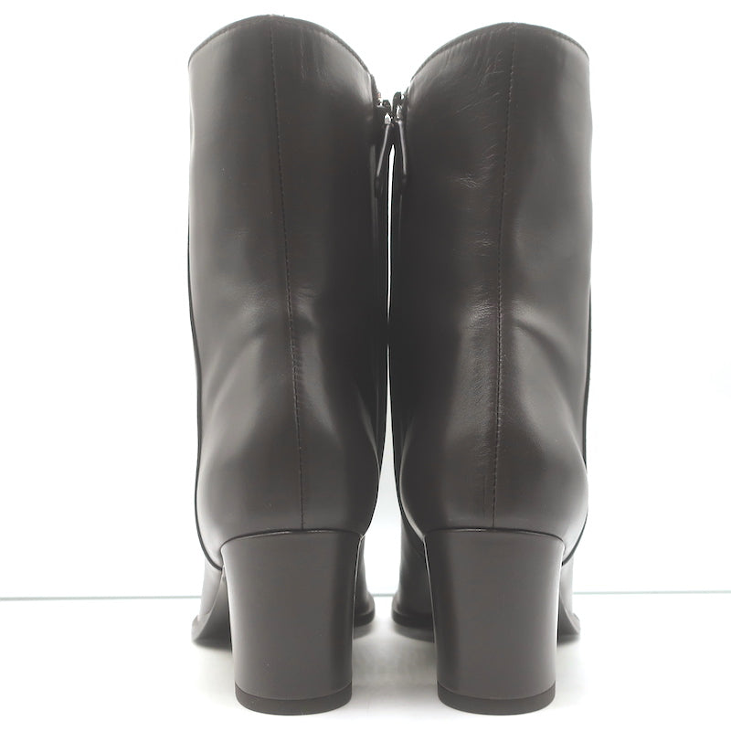 Jenni Kayne Bobby Low-Heel Boots Chocolate Brown Leather Size 41 NEW