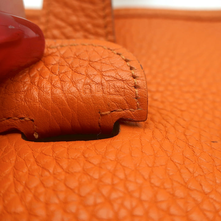 Hermes 2008 Evelyne II GM Hobo Orange Leather Crossbody Bag