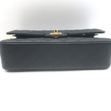 Chanel Medium Double Flap Bag Black Quilted Caviar Leather Chain Strap Crossbody