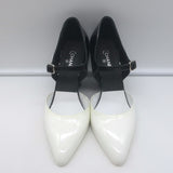 Chanel CC Bicolor Mary Jane Pumps Black & White Patent Leather Size 39 NEW