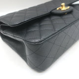 Chanel Medium Double Flap Bag Black Quilted Caviar Leather Chain Strap Crossbody