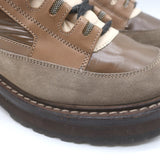 Brunello Cucinelli Monili-Detail Lace-Up Hiking Boots Brown Leather Size 38