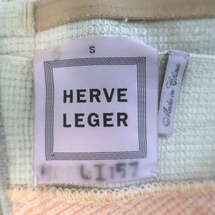 Herve Leger Colorblock Sequin Strapless Bandage Dress Silver Size Small