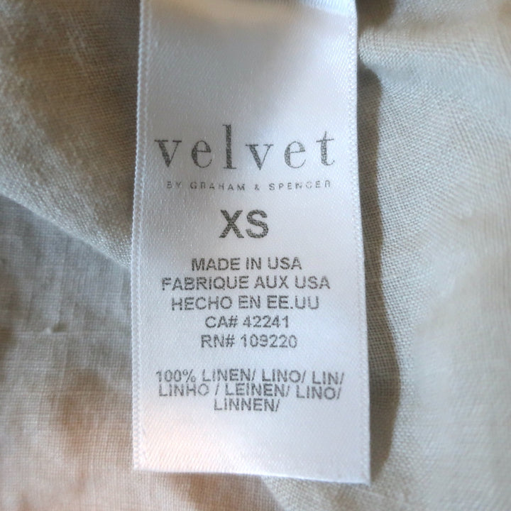 Velvet by Graham &amp; Spencer Ruffle Mini Dress Bria Stone Linen Size Extra Small