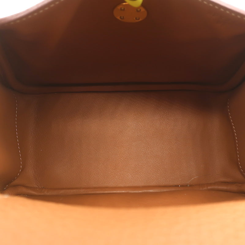 Hermes 2024 Mini Lindy 20 Bag Gold Brown Clemence Leather Gold Hardware