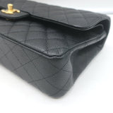 Chanel Medium Double Flap Bag Black Quilted Caviar Leather Chain Strap Crossbody