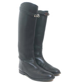 Hermes Jumping Boots Black Leather Size 39 Flat Riding Boots