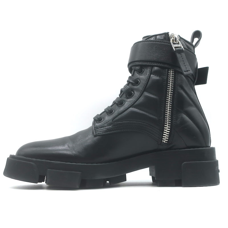 Givenchy Terra 4G Lace-Up Combat Boots Black Quilted Leather Size 37