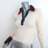 Alice + Olivia Pia Polo Sweater Ivory Wool-Blend Ribbed Knit Size Small