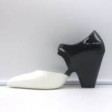 Chanel CC Bicolor Mary Jane Pumps Black & White Patent Leather Size 39 NEW