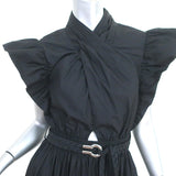 Derek Lam 10 Crosby Ruffle Mini Wrap Dress Finn Black Cotton Size 2