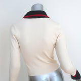 Alice + Olivia Pia Polo Sweater Ivory Wool-Blend Ribbed Knit Size Small