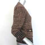L'Agence Jenni Lurex Waffle Stitch Puff Sleeve Cardigan Brown/Copper Size Large