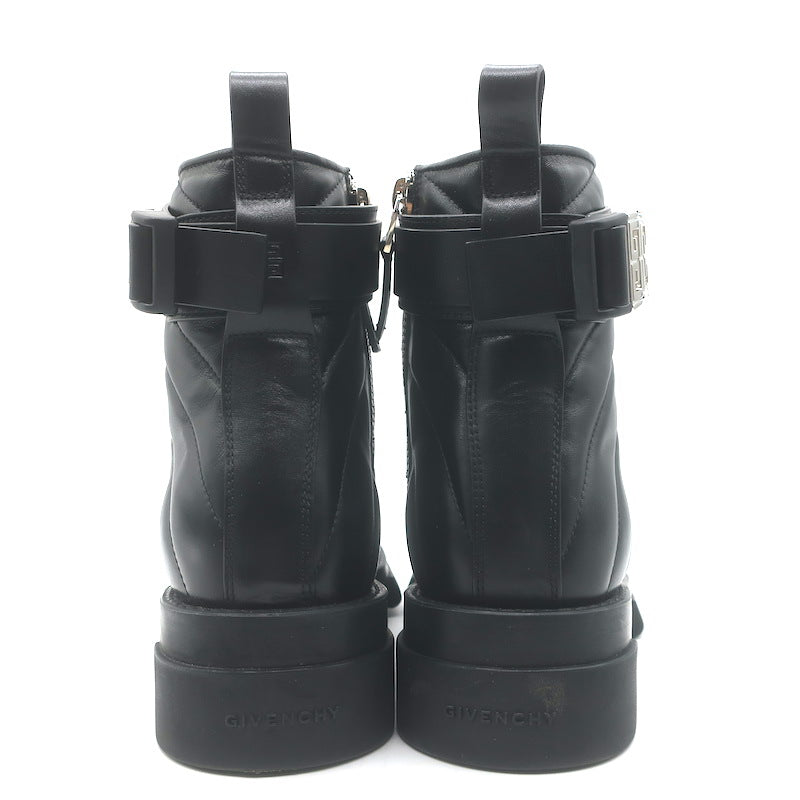 Givenchy Terra 4G Lace-Up Combat Boots Black Quilted Leather Size 37