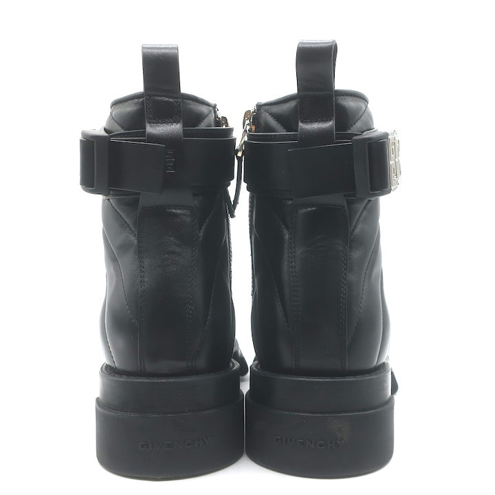Givenchy Terra 4G Lace-Up Combat Boots Black Quilted Leather Size 37
