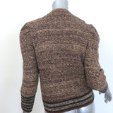 L'Agence Jenni Lurex Waffle Stitch Puff Sleeve Cardigan Brown/Copper Size Large