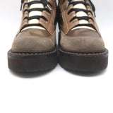 Brunello Cucinelli Monili-Detail Lace-Up Hiking Boots Brown Leather Size 38