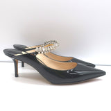 Jimmy Choo Bing 65 Crystal Strap Mules Black Patent Leather Size 39