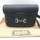 Gucci Horsebit 1955 Medium Shoulder Bag Black Leather NEW