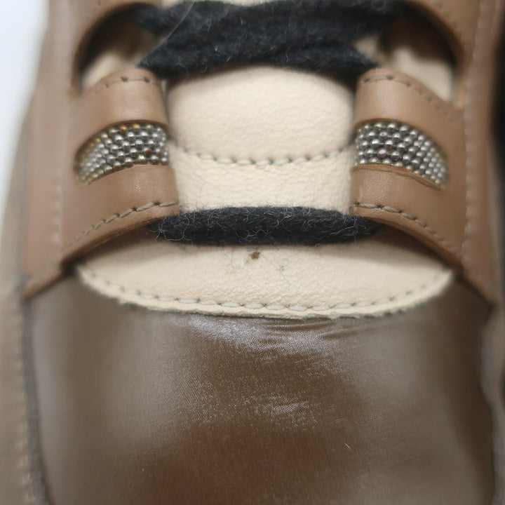 Brunello Cucinelli Monili-Detail Lace-Up Hiking Boots Brown Leather Size 38