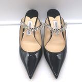 Jimmy Choo Bing 65 Crystal Strap Mules Black Patent Leather Size 39
