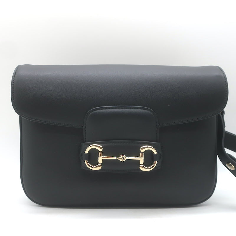 Gucci Horsebit 1955 Medium Shoulder Bag Black Leather NEW