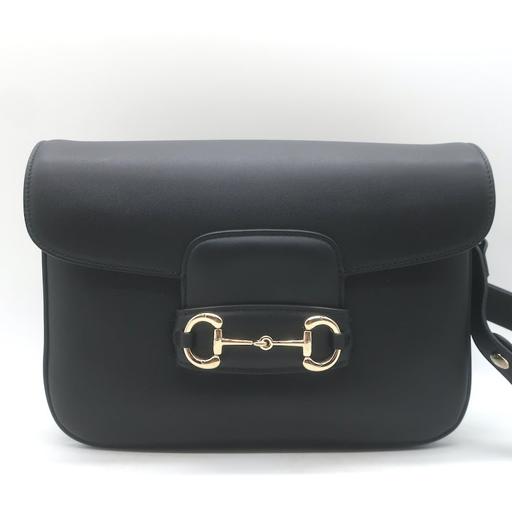 Gucci Horsebit 1955 Medium Shoulder Bag Black Leather NEW