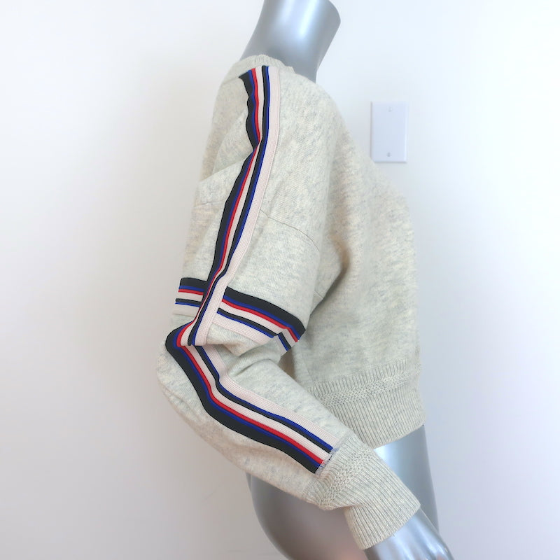 Isabel Marant Etoile Kao Striped-Trim Sweater Oatmeal Cotton-Blend Size 38