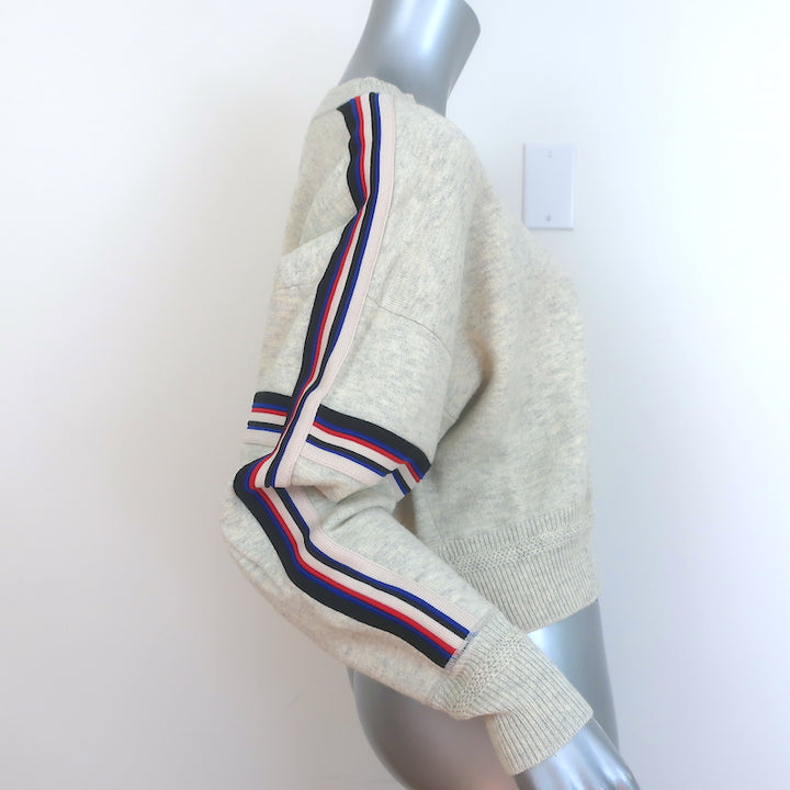 Isabel Marant Etoile Kao Striped-Trim Sweater Oatmeal Cotton-Blend Size 38