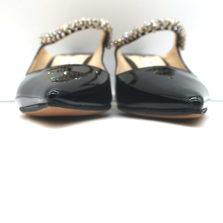 Jimmy Choo Bing 65 Crystal Strap Mules Black Patent Leather Size 39