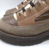 Brunello Cucinelli Monili-Detail Lace-Up Hiking Boots Brown Leather Size 38