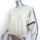 Isabel Marant Etoile Kao Striped-Trim Sweater Oatmeal Cotton-Blend Size 38