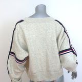Isabel Marant Etoile Kao Striped-Trim Sweater Oatmeal Cotton-Blend Size 38