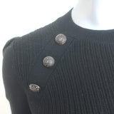 Veronica Beard Pearson Button-Embellished Sweater Black Wool Size Extra Small