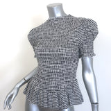 Reformation Aggie Gingham Smocked Peplum Top Black/White Size Large
