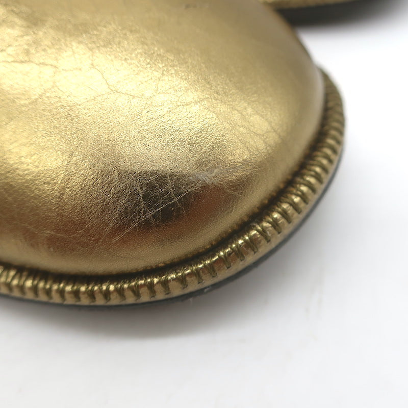 Sam Reychler Heeled Mary Janes Old Gold Metallic Leather Size 37.5