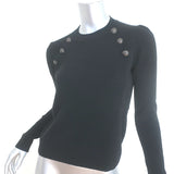 Veronica Beard Pearson Button-Embellished Sweater Black Wool Size Extra Small