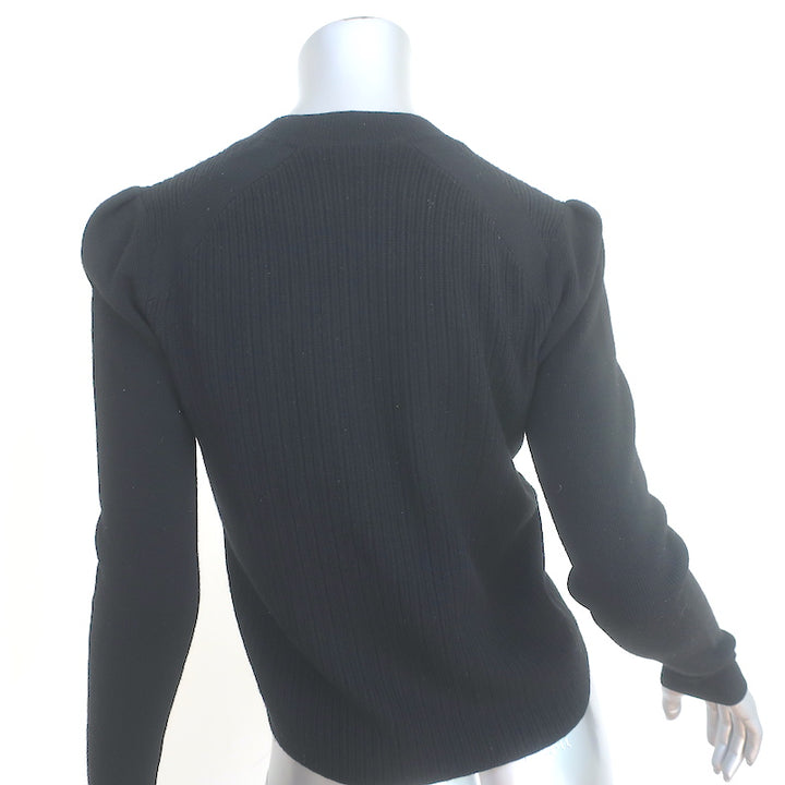 Veronica Beard Pearson Button-Embellished Sweater Black Wool Size Extra Small