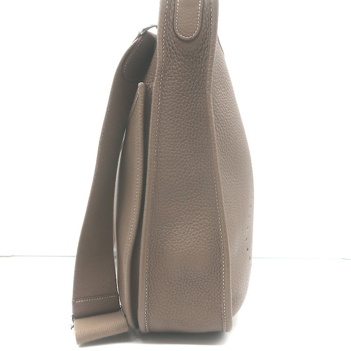 Hermes Evelyne III 33 GM Hobo Bag Etoupe Clemence Leather Crossbody