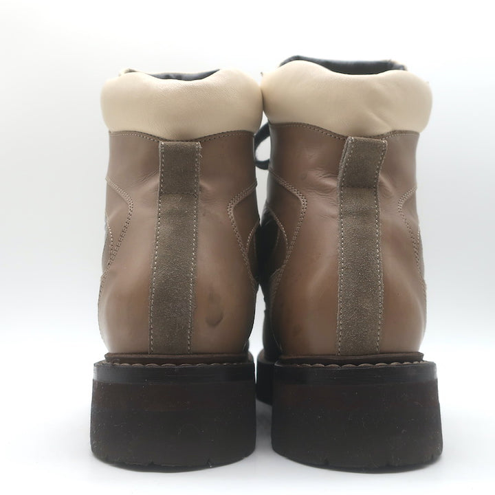Brunello Cucinelli Monili-Detail Lace-Up Hiking Boots Brown Leather Size 38