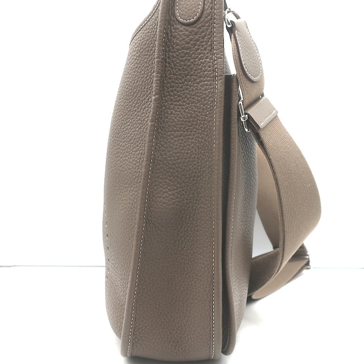 Hermes Evelyne III 33 GM Hobo Bag Etoupe Clemence Leather Crossbody